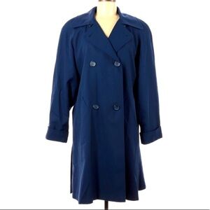Vintage Spiegel navy blue classic 80s trench coat women’s 8 medium raincoat